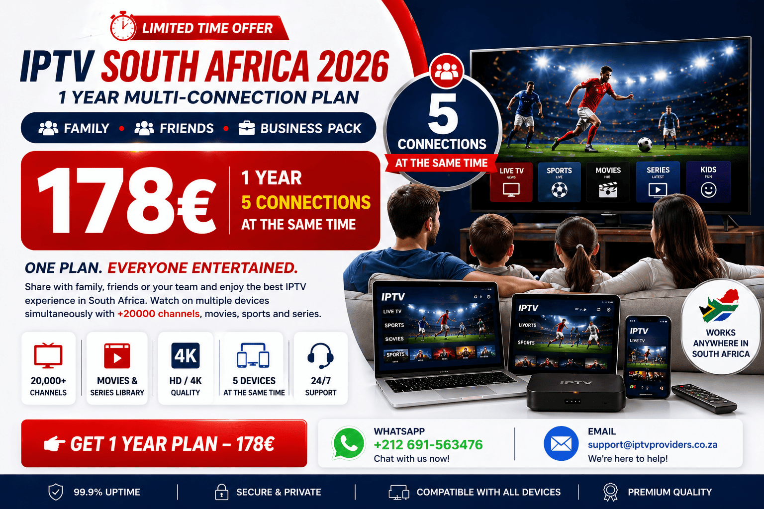 Family enjoying IPTV on multiple devices simultaneously in South Africa